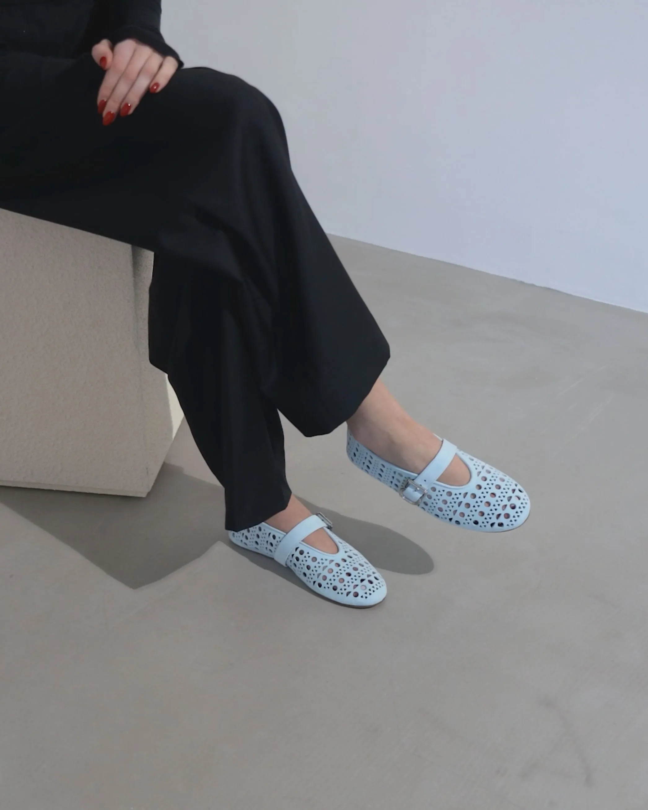 Ballerina light blue suede ballet flats