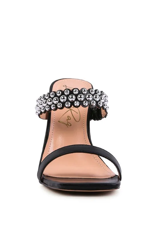 BANDY High Heel Metal Ball Slip On Sandals