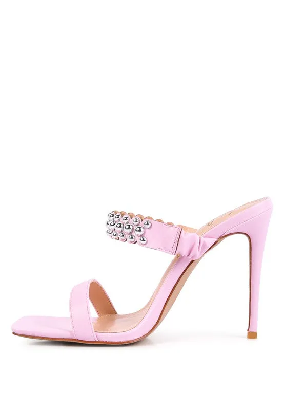 BANDY High Heel Metal Ball Slip On Sandals