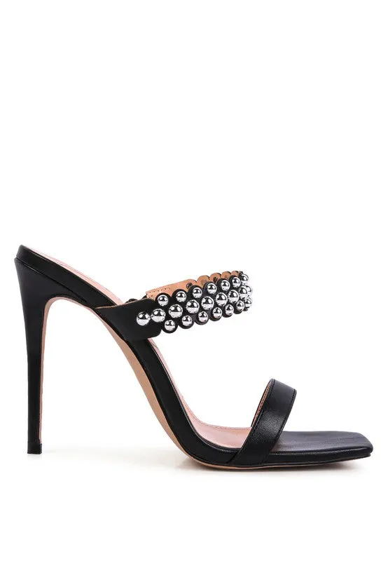 BANDY High Heel Metal Ball Slip On Sandals