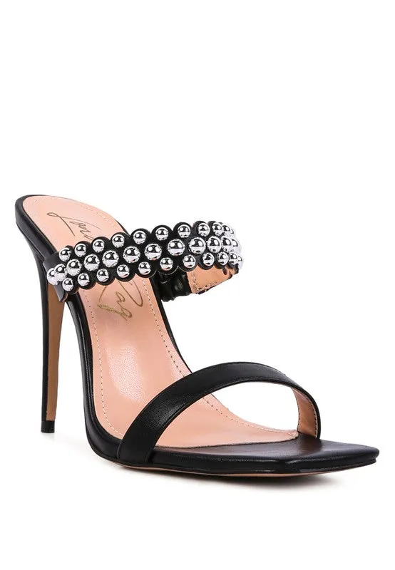 BANDY High Heel Metal Ball Slip On Sandals