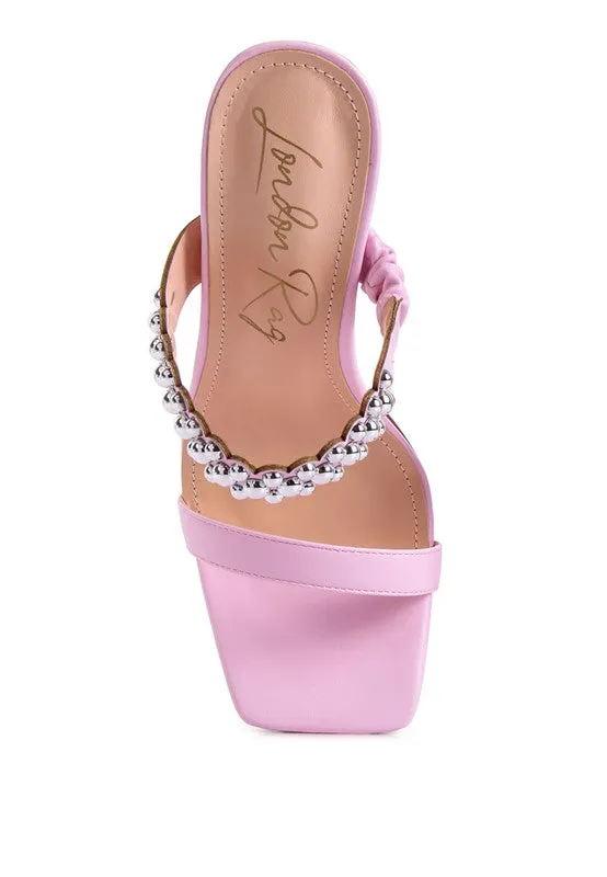 BANDY High Heel Metal Ball Slip On Sandals
