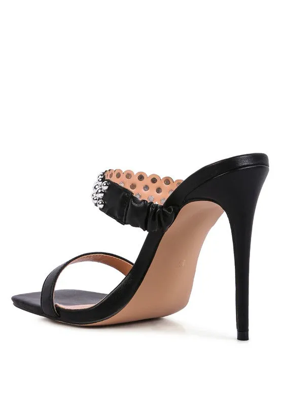 BANDY High Heel Metal Ball Slip On Sandals