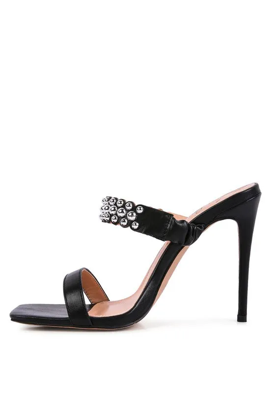 BANDY High Heel Metal Ball Slip On Sandals