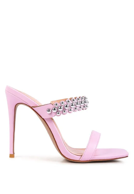 BANDY High Heel Metal Ball Slip On Sandals
