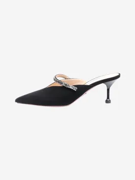 Black bejewelled suede mules - size EU 38