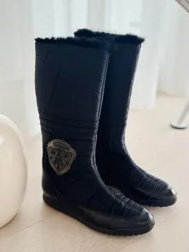 Fur Trim Flat Boots