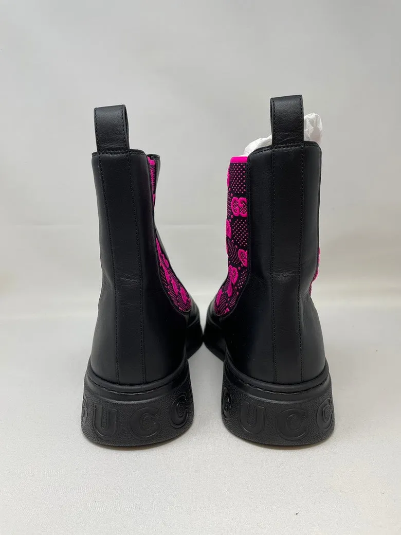 Gucci Black Pink Leather Boots Size 42