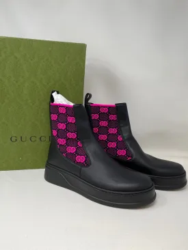 Gucci Black Pink Leather Boots Size 42