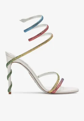 Margot 105 Crystal-Embellished Sandals in Satin
