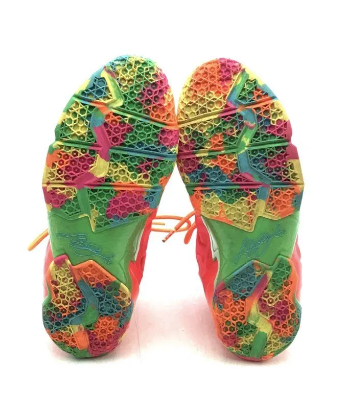 Nike Girls LeBron 11 GS 621712-600 Pink Mid-Top Basketball Shoes - Size 7