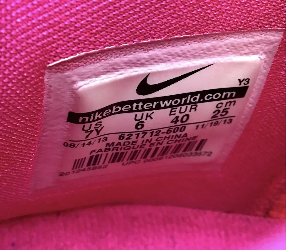 Nike Girls LeBron 11 GS 621712-600 Pink Mid-Top Basketball Shoes - Size 7