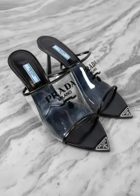 Prada Logo-print PVC Mules