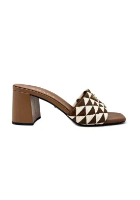 Prada Size 39 'Triangolo' Jacquard Logo Mules
