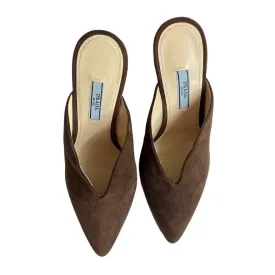 Prada V-Cut Suede Mule Sandals