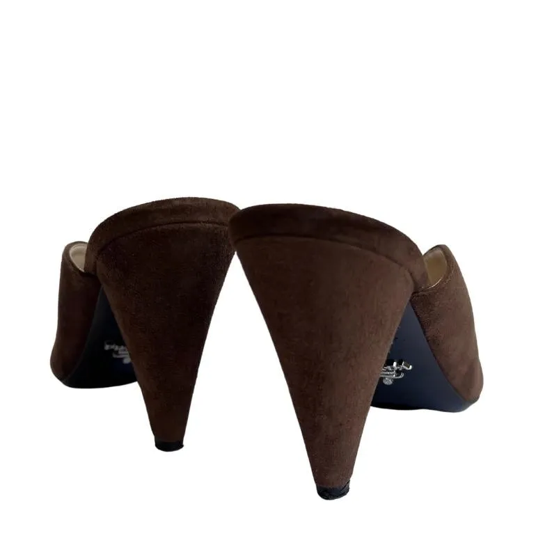 Prada V-Cut Suede Mule Sandals
