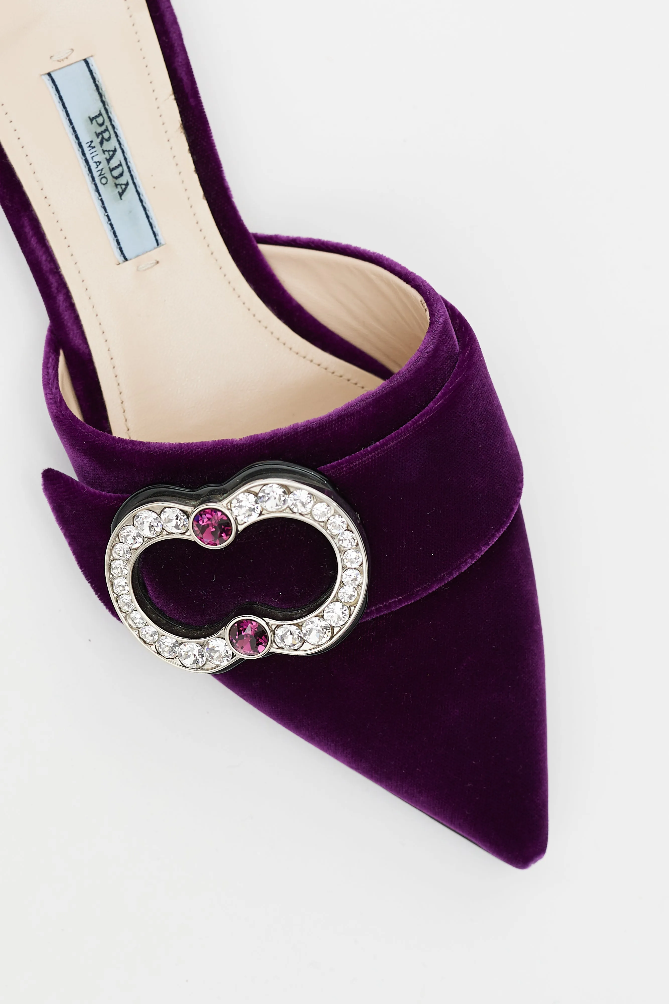 Purple Velvet Brooch Mule