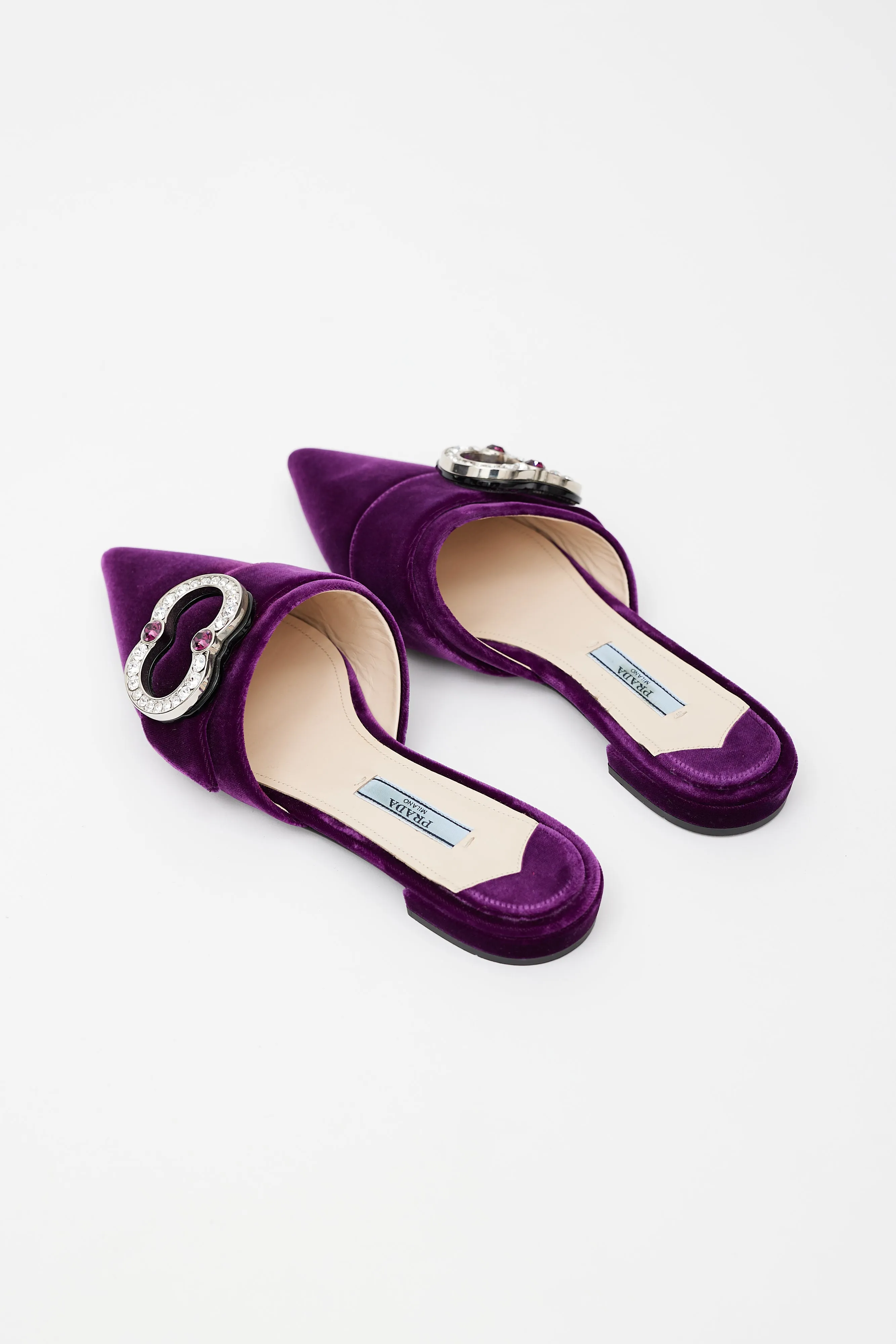 Purple Velvet Brooch Mule