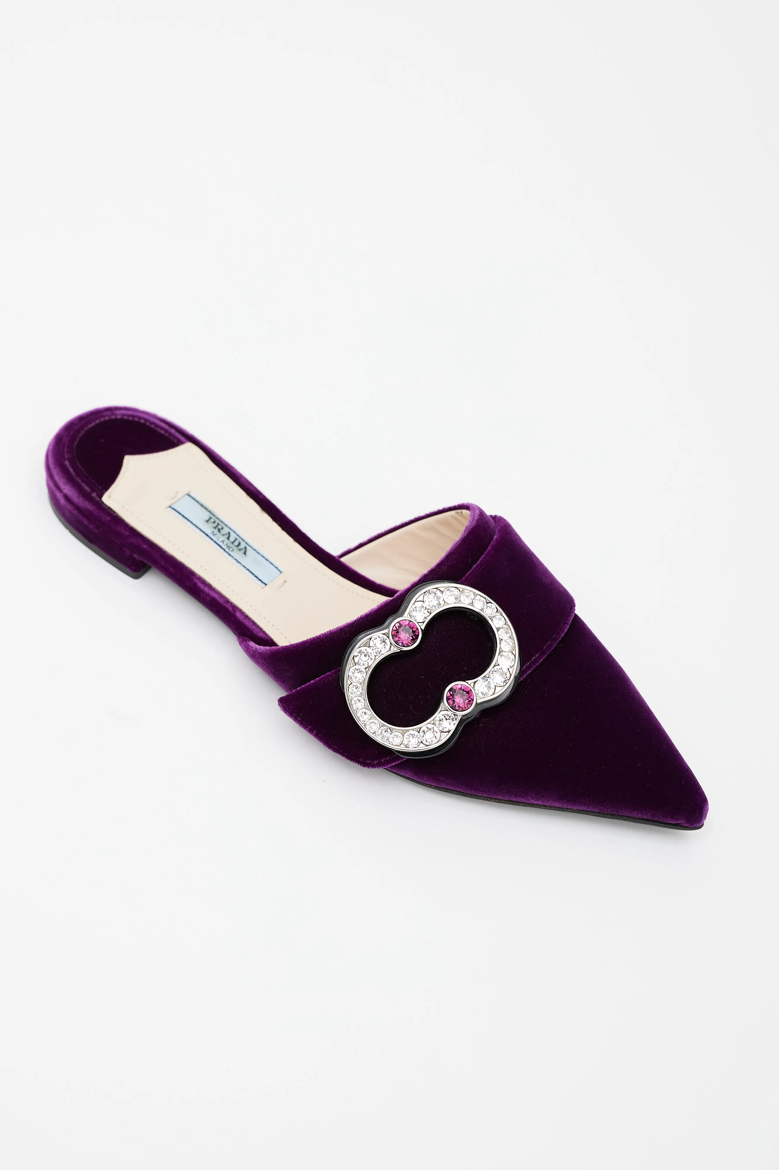 Purple Velvet Brooch Mule