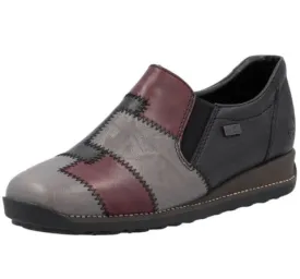 Rieker Women's Wedge Loafers- Black Combi