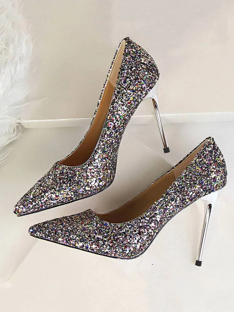Sequin Pointed Toe High Heels Pumps