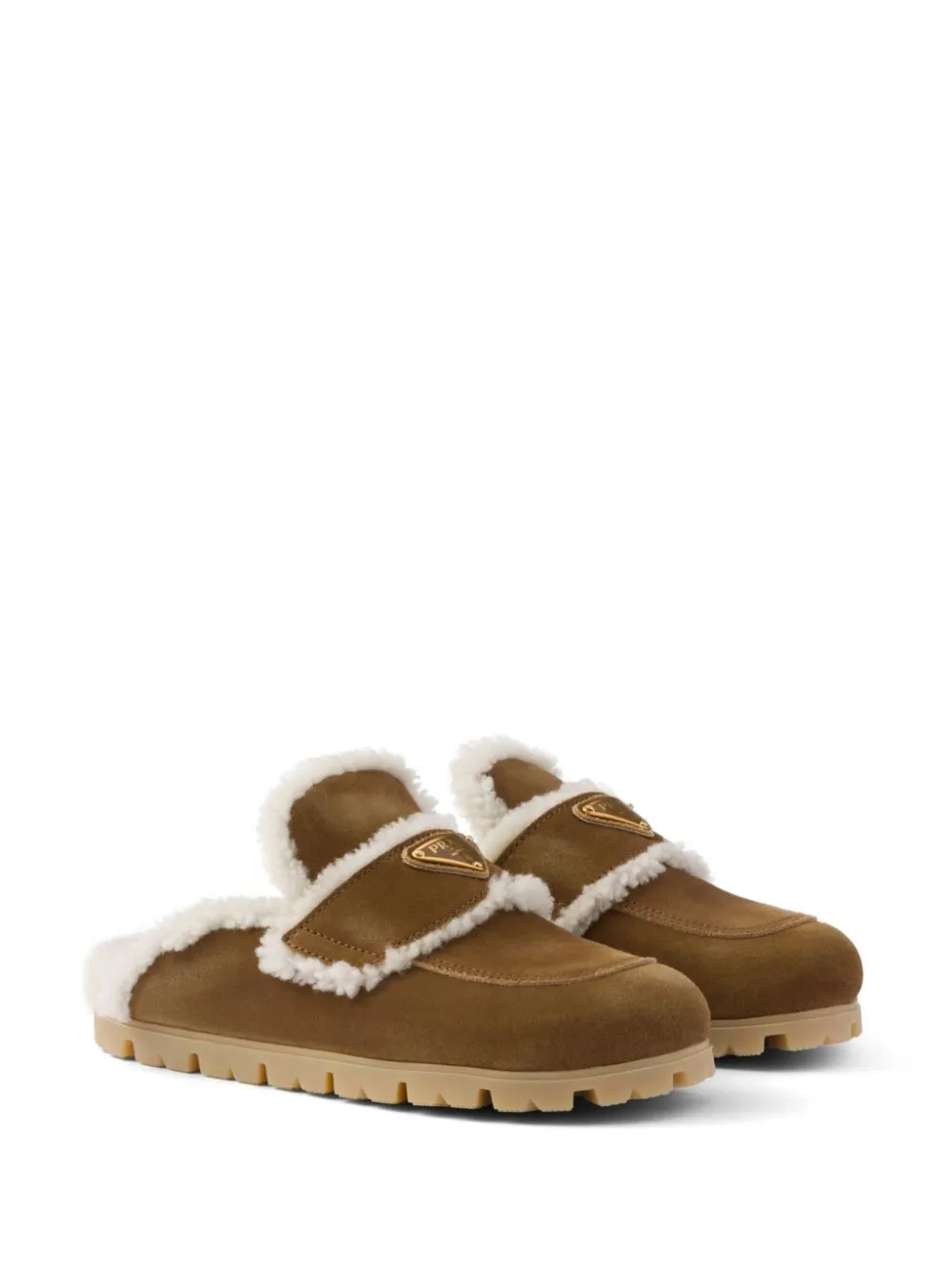 Shearling-lined suede mules