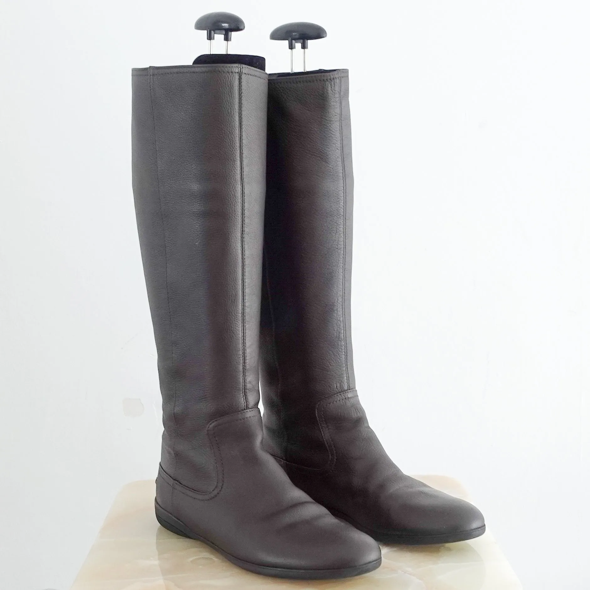Smooth brown leather boots RRP £425