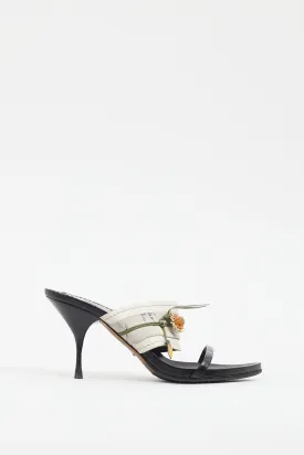 SS 2003 Black & White Floral Heeled Mule